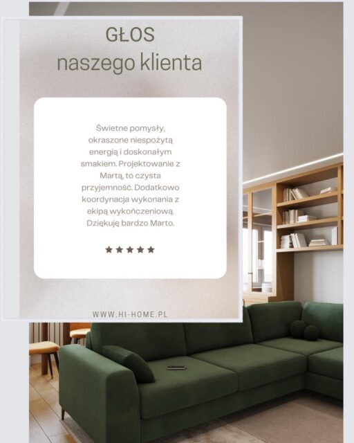 „Co o nas mówią nasi klienci?” – posłuchajcie ich samych! 🗣️💬 „**Świetne pomysły, dopracowane projekty i wyczucie smaku!** ✨” „**Pełne zaangażowanie, ogromna energia na każdym etapie** – czysta przyjemność! ⚡” „**Profesjonalna koordynacja ekip, stały kontakt i zero stresu** – polecam z całego serca! ❤️” Głosy zadowolonych klientów z Białegostoku i okolic, którzy powierzyli nam swoje wymarzone wnętrza. To Wy motywujecie nas do tworzenia przestrzeni, w których chce się żyć! 🏠✨ Gotowy podzielić się swoją historią sukcesu z Hi Home? Napisz w DM lub odwiedź www.hi-home.pl – czekamy na Twój projekt! 📩 **A Ty, co cenisz najbardziej u architekta wnętrz?** Projekt z duszą czy kompleksową opiekę?